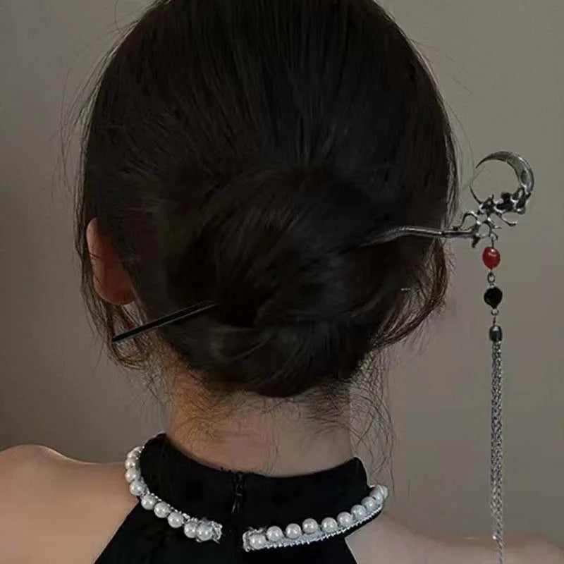 Chinese Style Butterfly Flower Tassel Hair Stick for Women Vintage Metal Chopstick Hair Sticks Hair Accessories