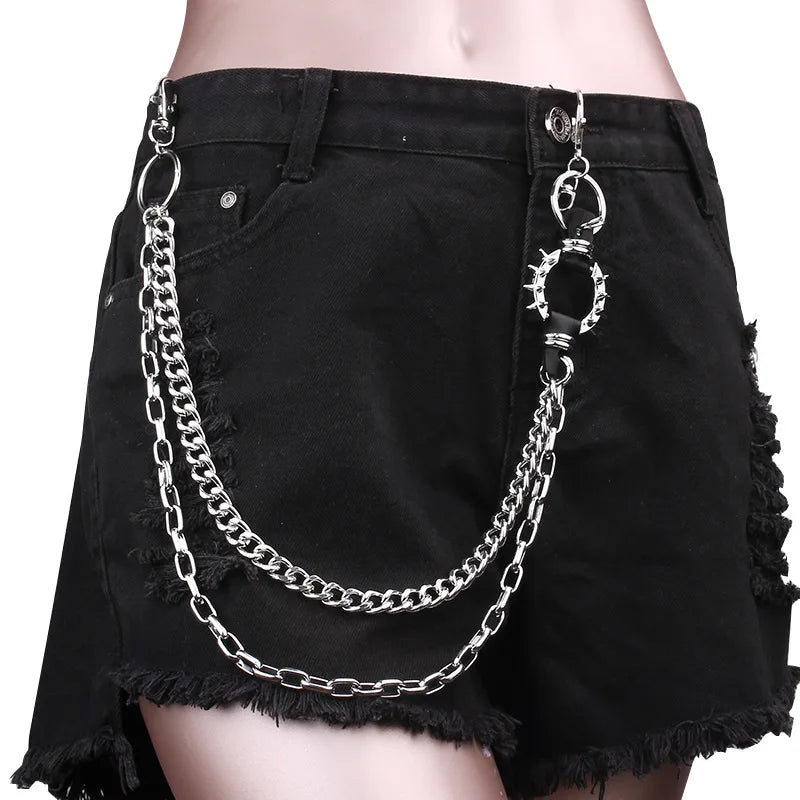 Star Double Layer Waist Chain  Decorative Pant Chain Jeans Trouser Chains Hip Hop Rock Chain Punk Retro Belt Chain