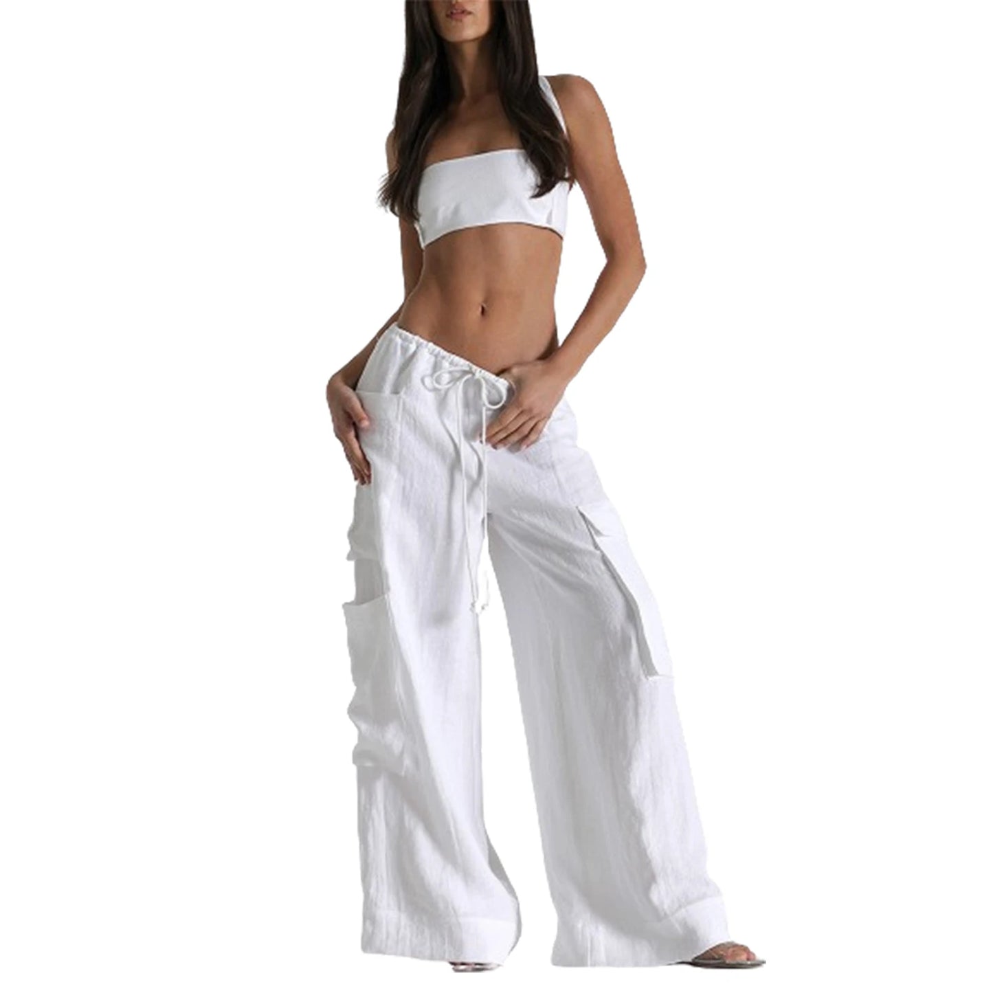 Women s High Waisted Cargo Pants with Adjustable Drawstring and Oversized Pockets for a Stylish Urban Look