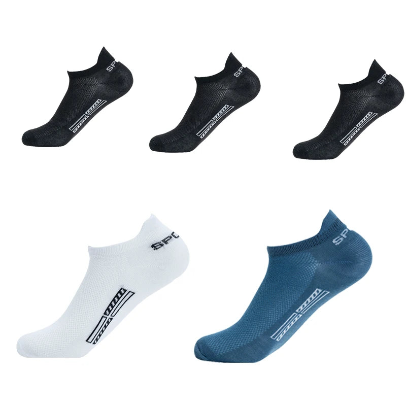 5 Pairs/Lot High Quality Men Ankle Socks Breathable Cotton Sports Mesh Casual Athletic Thin Cut Short Plus Size