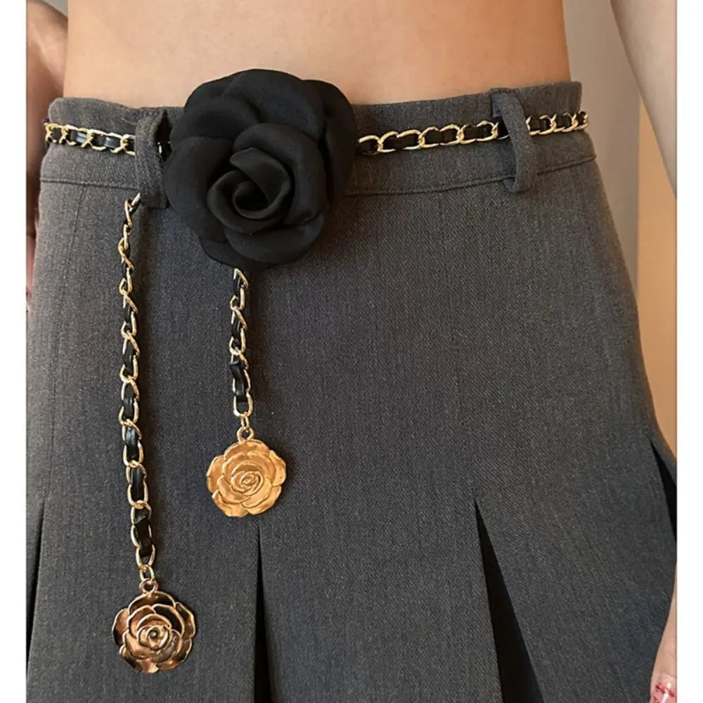 1PC Camellia Waist Chain Accessories For Women Fashion Flower Chain Waist Belt Decoration Dress Chain