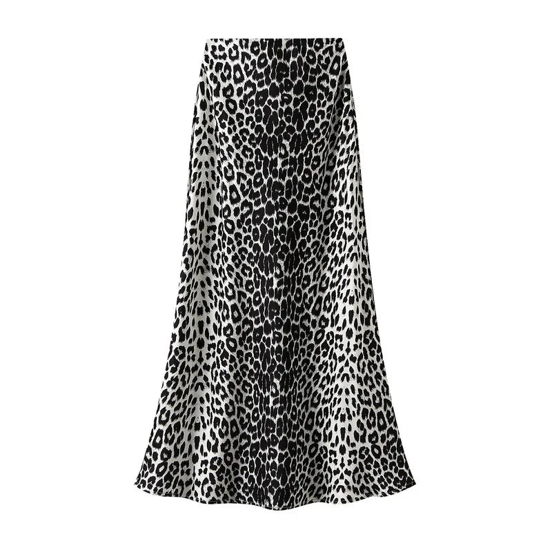 Leopard Print Long  High Waist  Mermaid Maxi Skirt