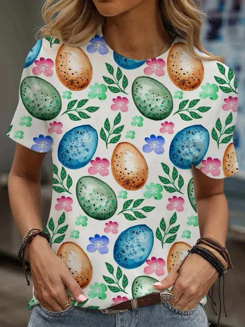 Print Tees Casual Street Tops Woman Clothing Short Sleeve Women's T-Shirt Chic