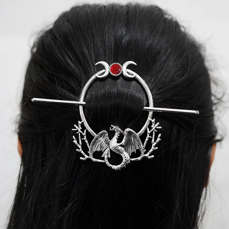 Woodland Goddess Crescent Moon Dragonfly Hair stick Fairy Moon Dragonfly Insect Hair Barrette Hairclip For women