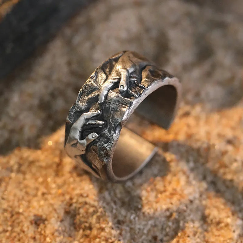 XIYANIKE Vintage Hand Opening Finger Rings For Men Women Hip Hop Fashion
