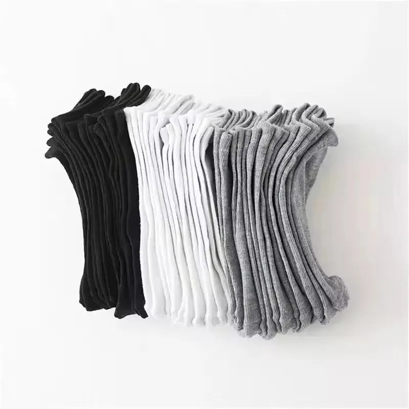 10 pairs/Men's Socks Spring/Summer Thin, Breathable, Soft Polyester Cotton Socks Black Casual Business Ankle Socks Boat Socks