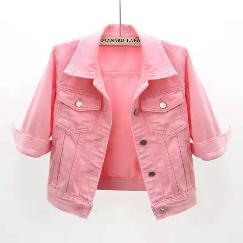 Women's Denim Jacket Short Coat Jean Jackets Casual Tops Loose Tops Lady Outerwear