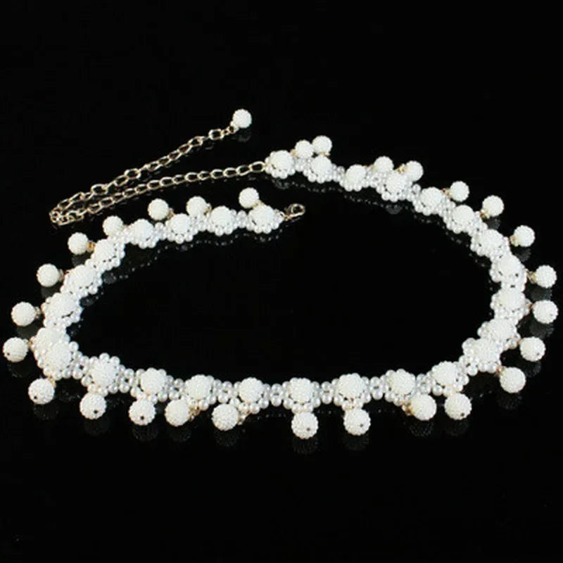 Woven Pearl Waist Chain Beads Belt