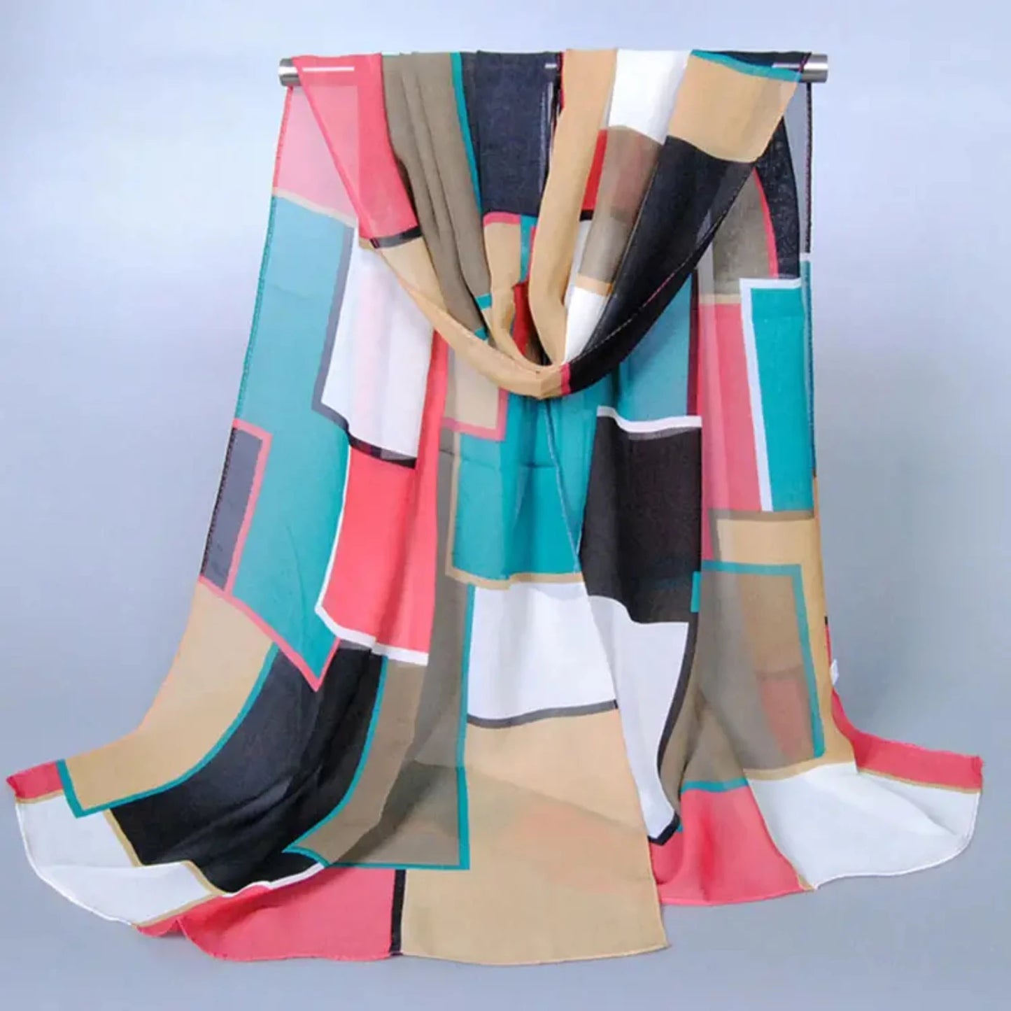 Elegant Geometric Square Thin Chiffon Scarf Fashion Shawl - Versatile and Stylish Accessory