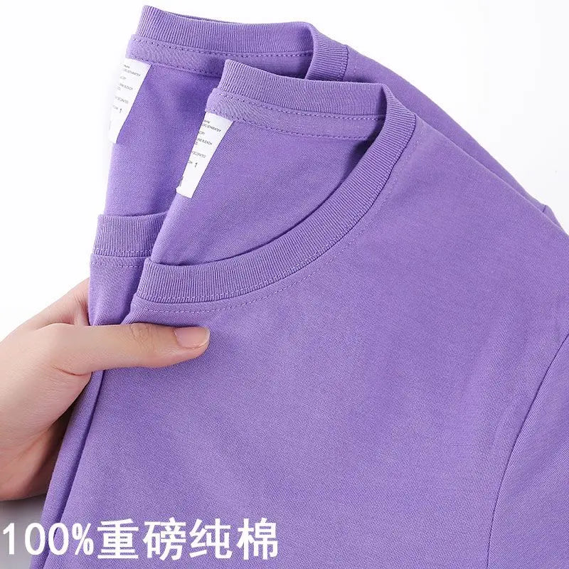 100% Cotton T-shirt Men Women Solid Color O Neck Short-sleeved Tops Summer Loose Half-sleeve T Shirt Unisex M-4XL