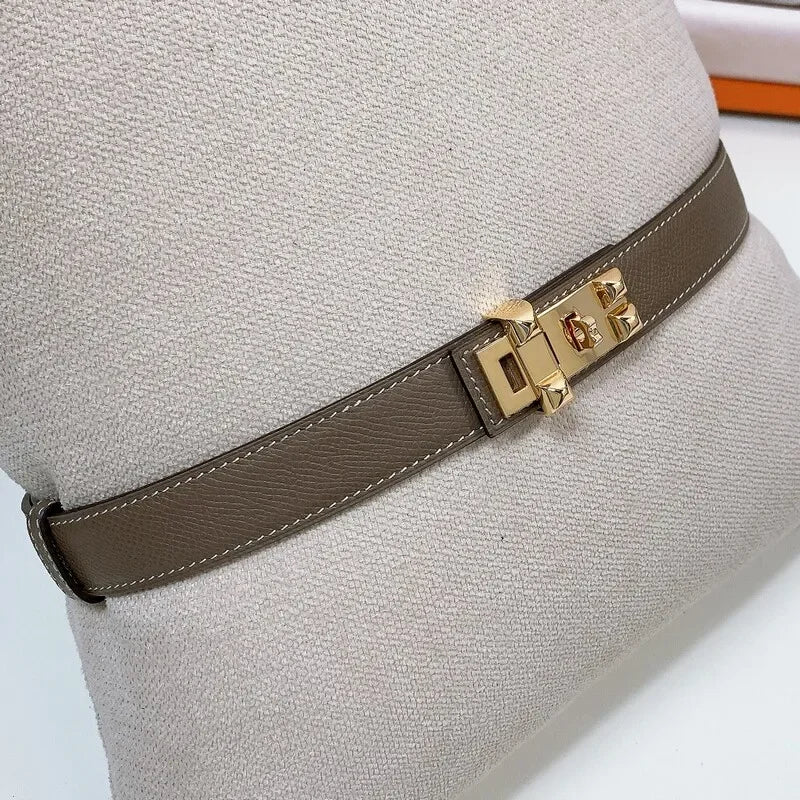 Leather adjustable belt Cross cowhide waist 2.5CM latched telescopic belt