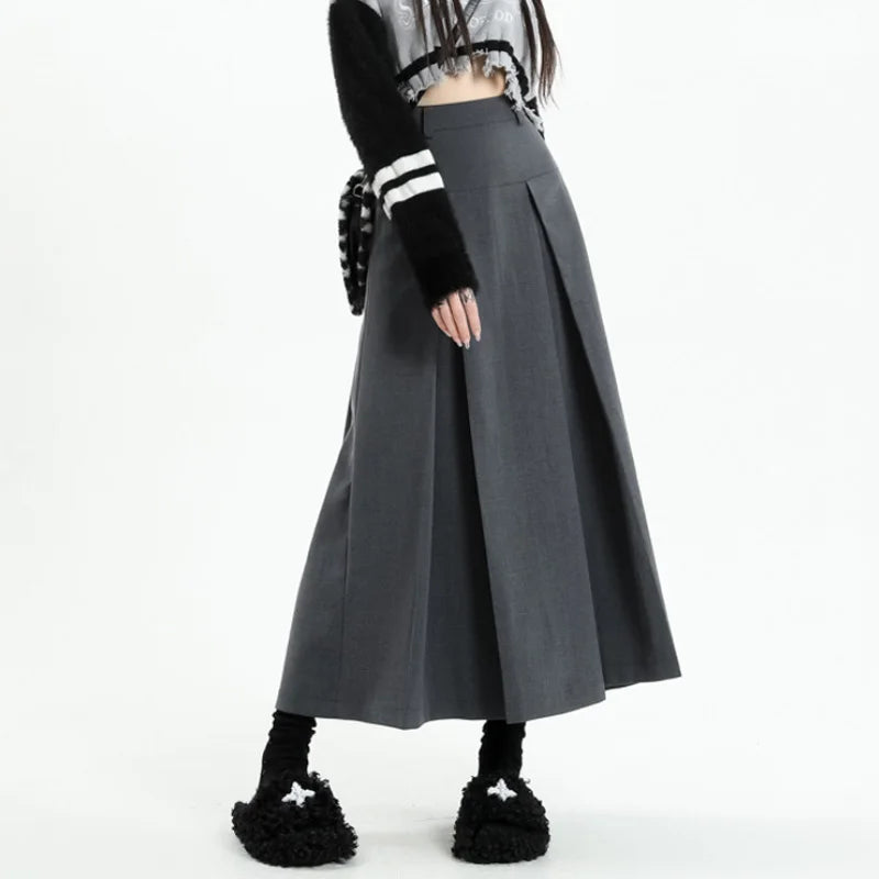 Vintage  High Waist Pleated Umbrella Skirt