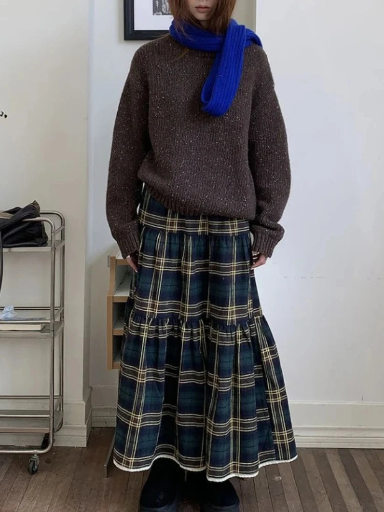 Vintage Plaid  Retro Ruffle Skirt