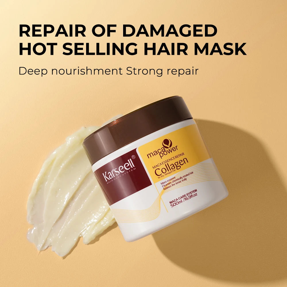Karseell Collagen Hair Mask 16.90 fl.oz 500ml Deep Repair Maca Essence Repair Collagen for All Hair Type