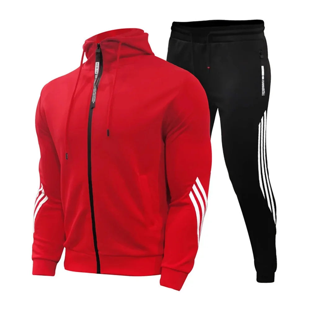 Men's jogging suit, sweater, hoodie, jacket, sweatpants, 2-piece suit, men's fashion casual autumn and winter jacket.