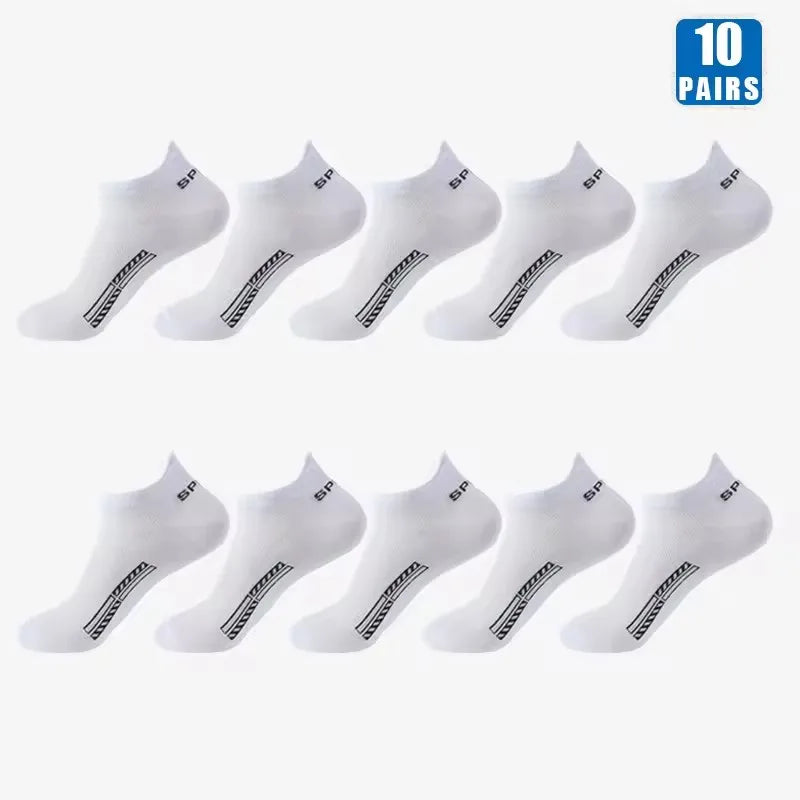 10/20 Pairs Men Short Socks Trendy High-Quality Low Cut Round Neck Ankle Socks Mesh Breathable Sports Casual Men Boat Socks