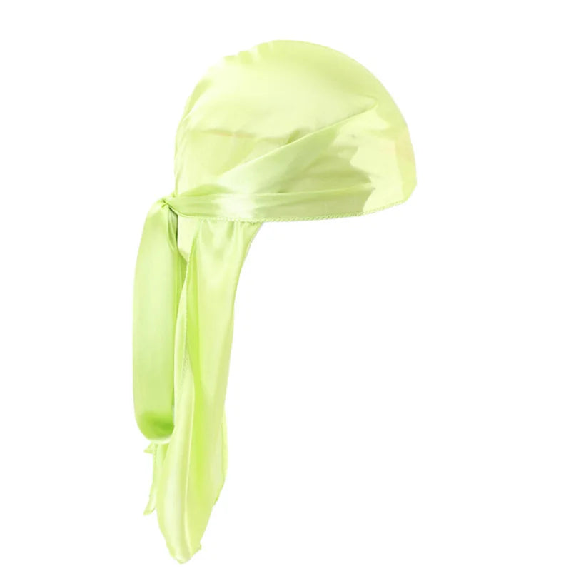 Unisex Silky Long Tail Durag Pirate Hat Turban Fashion Headwraps Cap Bandana Women Men Headwear Caps