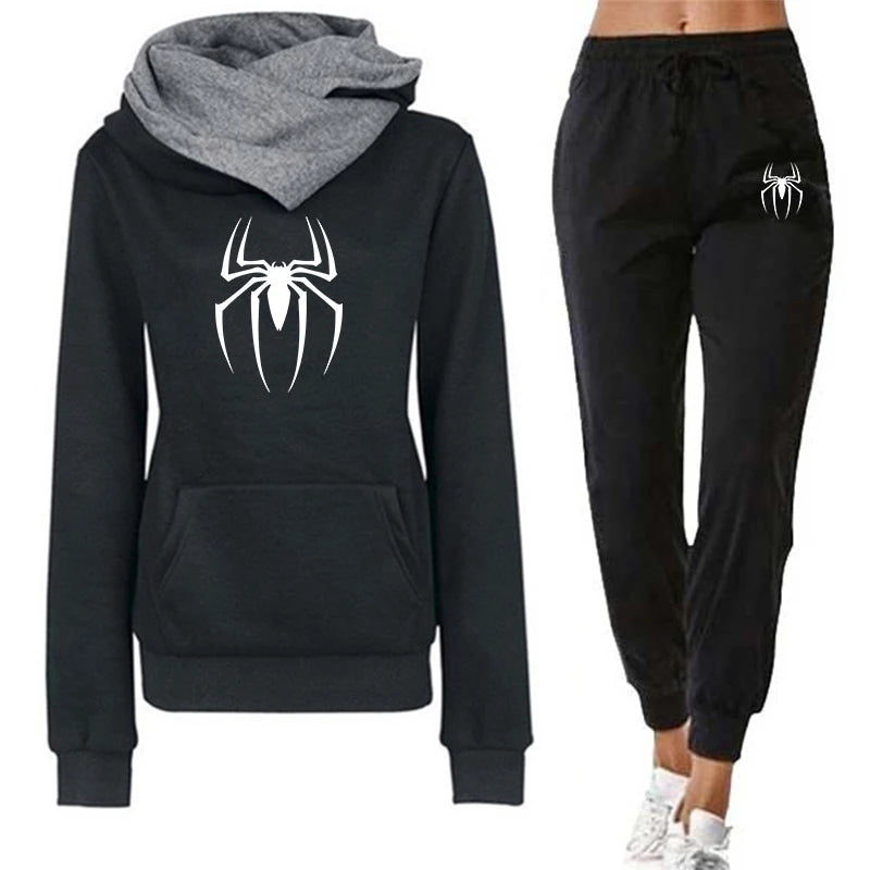 Tracksuit Print Casual Hooded Sweatshirt Sweatpants 2 Piece Set