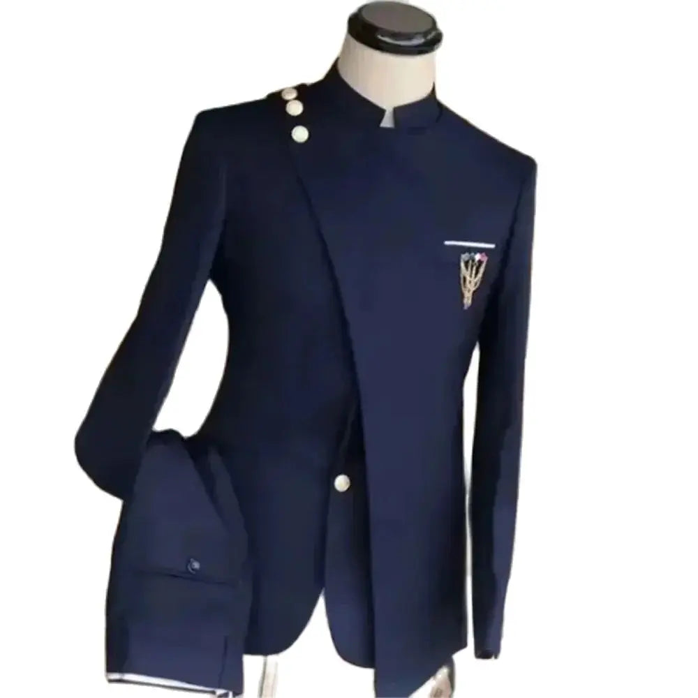 Men's Suits Single Breasted Stand Lapel Blazer  Formal Occasion Party 2 Piece Jacket Pants