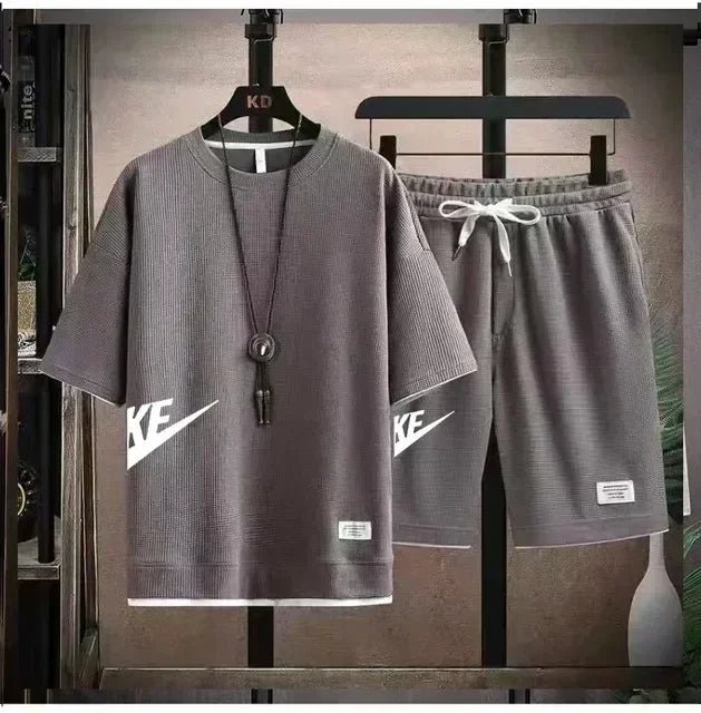 Summer Men's Suit Casual Fashion Sportswear Men's Short-sleeved T-shirt + Sports Shorts Casual Men's Jogging Suit