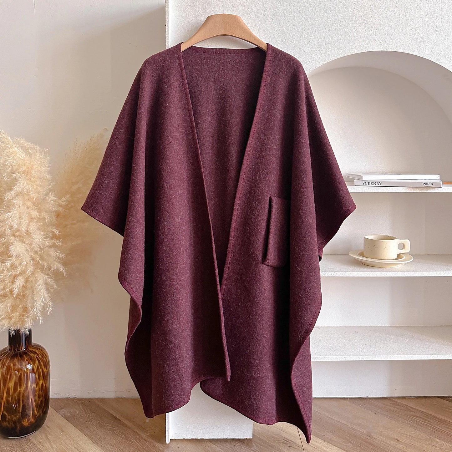 Women's Poncho Winter Warm Shawl Double Sided Designer Thickening Blanket Luxury Scarf Female Cloak Cashmere Pashmina