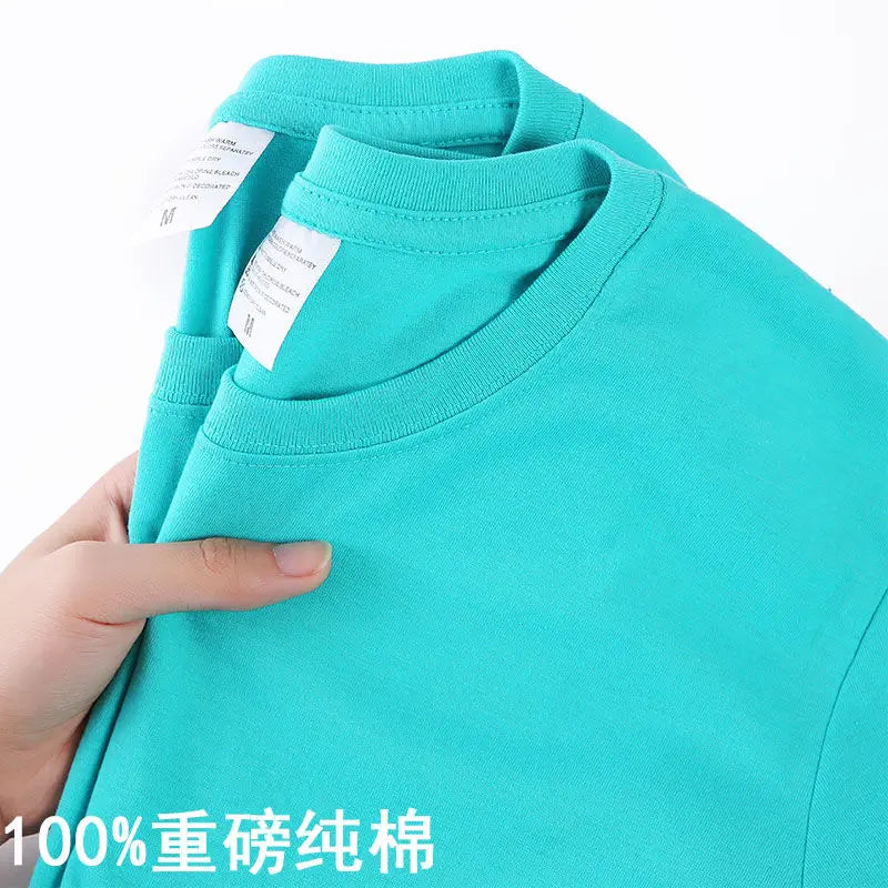 100% Cotton T-shirt Men Women Solid Color O Neck Short-sleeved Tops Summer Loose Half-sleeve T Shirt Unisex M-4XL