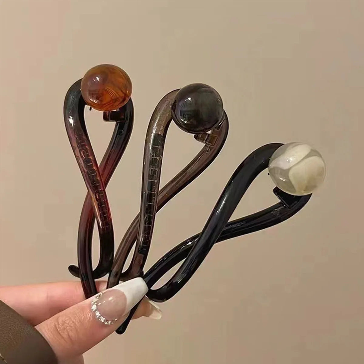 Twist Hair Clip Plastic Acrylic Bead Imitation Pearl Hairpin Twisted Design Women Hair Accessories