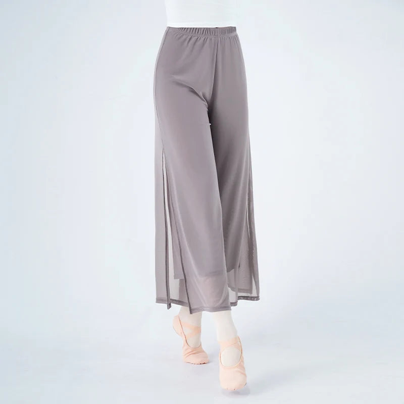 Sport Pants Fitness Yoga Pants Wide Leg Pants Double Layers Mesh Running Dance Pants Adult Long Pants