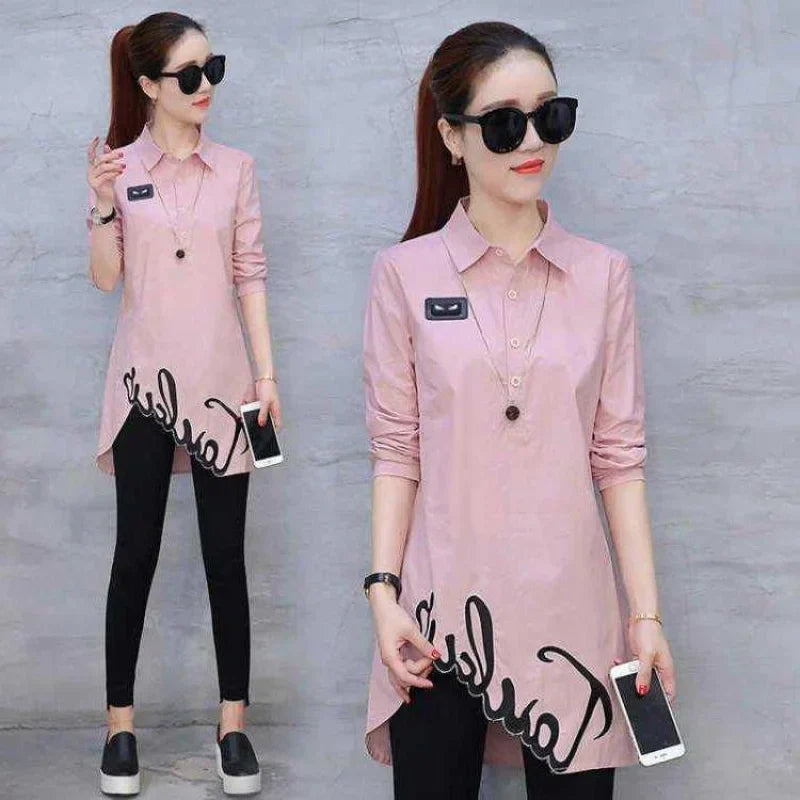 Fashion Embroidery Asymmetrical Blouse