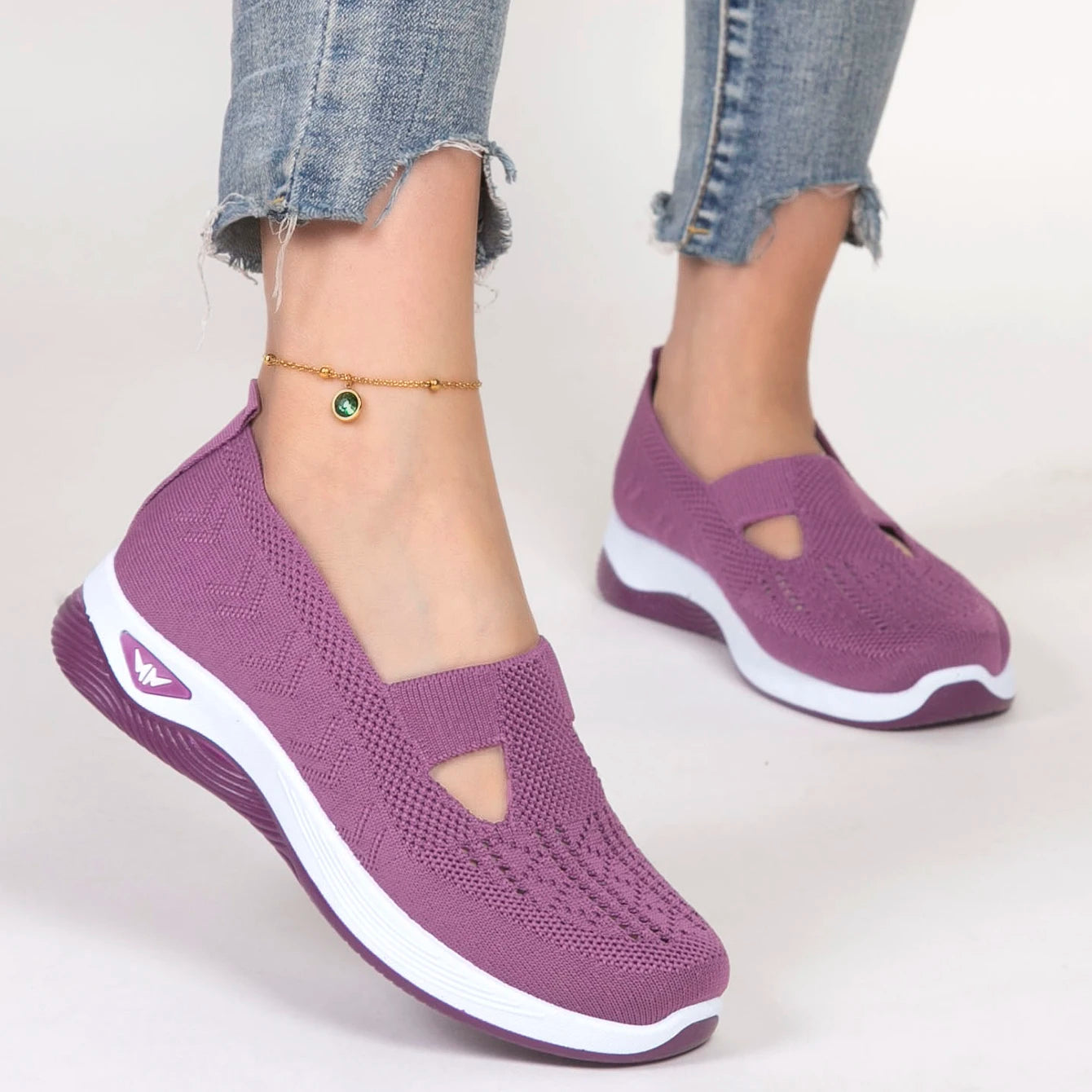 Women's sports shoes, fashionable, breathable, lightweight, non-slip, wear-resistant, casual sports shoes, flat shoes