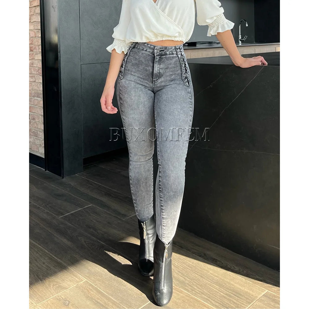 High Waist Slim Fit  Jeans Zipper Fly  Butt Lifter Pants