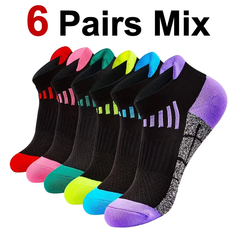 6 Pairs Neutral Knitted Odor Proof Sports Socks Fashionable Stripes Sweat Absorbing Breathable Couple Running Casual Socks