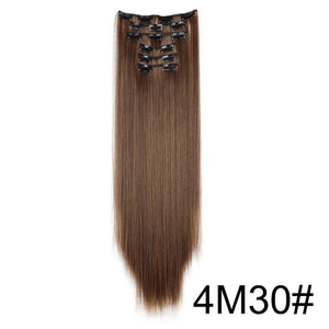 Synthetic 24Inch 16 Clips in Hair Extensions Long Straight Hairstyle Hairpieces Heat Resistant False Hair Daily Use