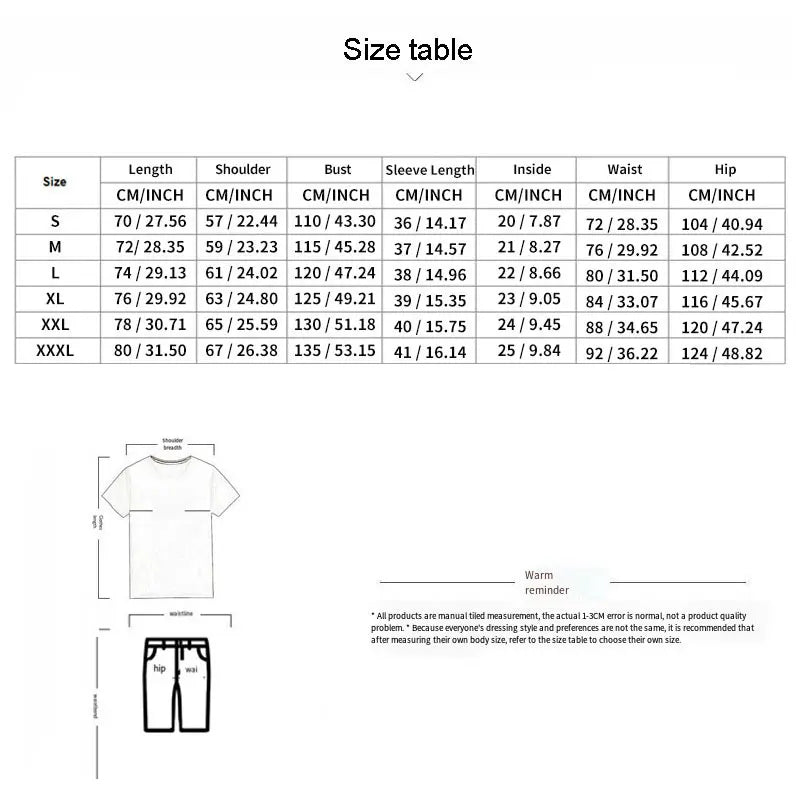 Summer Men's Set Casual Fashion 3D Print Men's Clothing Loose Plus Size V-neck T-shirt Shorts 2-piece Set