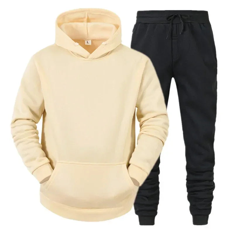 Basic Men/Women 2Pcs/Sets Sweatshirt Hoodies Pants Male Gyms Fitness Tops Joggers Sportswear Tracksuits