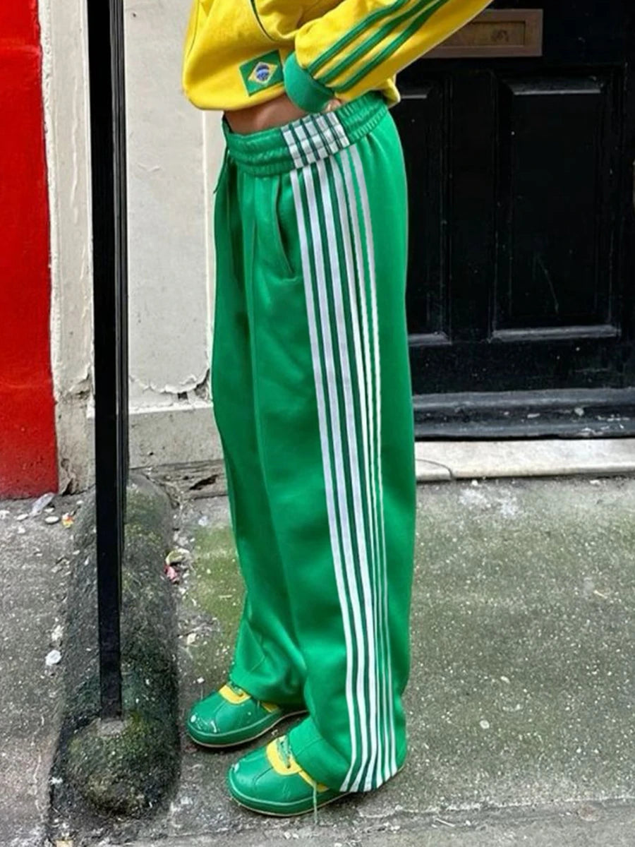 Women s High Waisted Striped Trousers with Adjustable Drawstring Waistband and Side Pockets for a Casual Chic Look