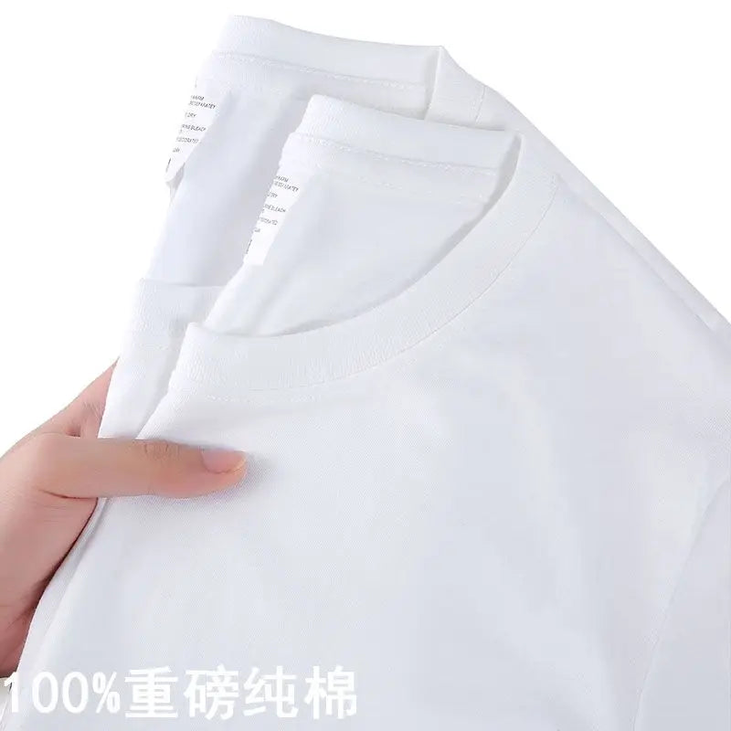 100% Cotton T-shirt Men Women Solid Color O Neck Short-sleeved Tops Summer Loose Half-sleeve T Shirt Unisex M-4XL