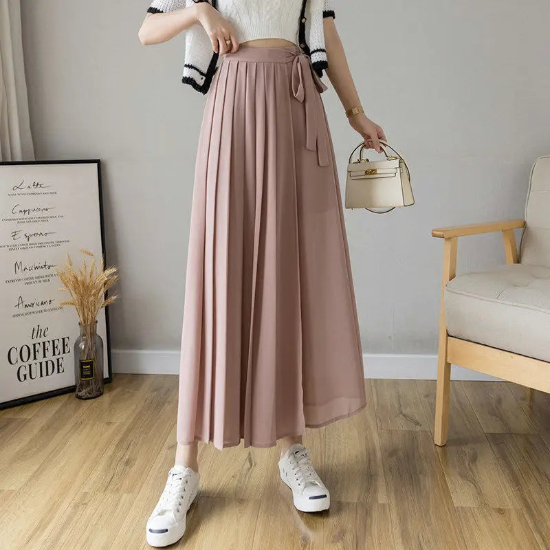 Skirt Trousers Pleated Chiffon  High Waist