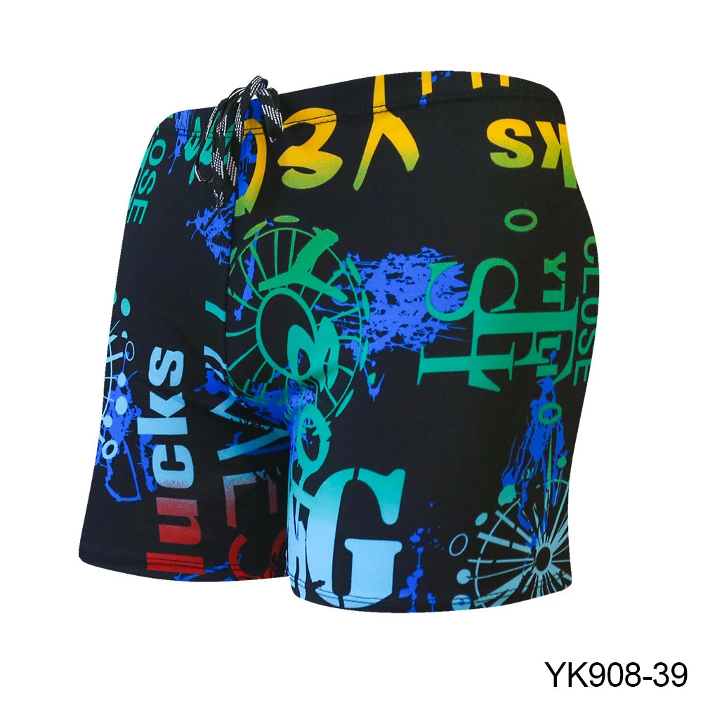 Adult Swimming Briefs Multicolor Printing Breathable Mens Swimming Trunks Avoid Embarrassed Beach Soak in A Hot Spring Drift
