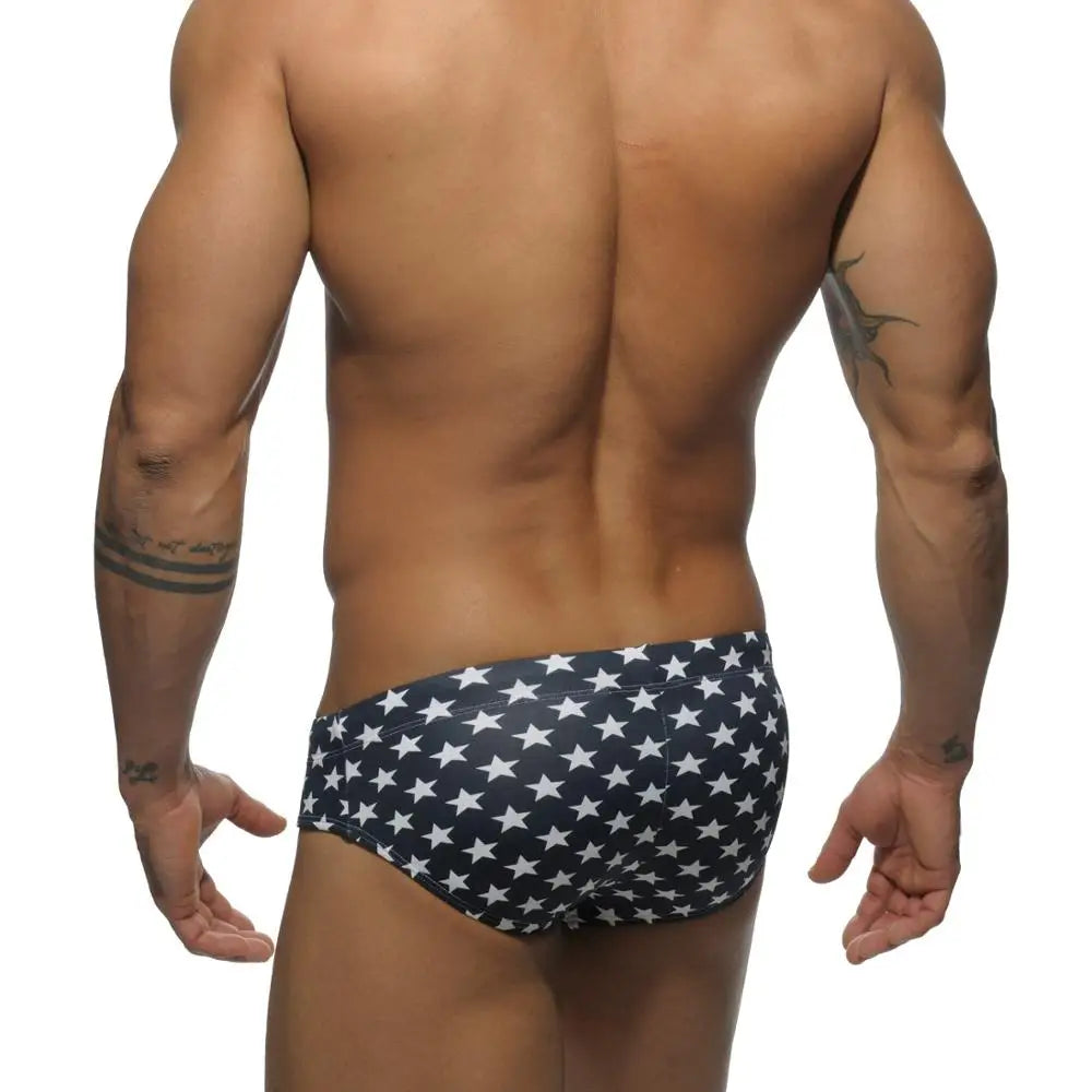 Superbody Brand five-pointed star Camouflage swimming trunks Swimwear Mens Swimming Trunks Summer Men's Swim Brief Patchwork