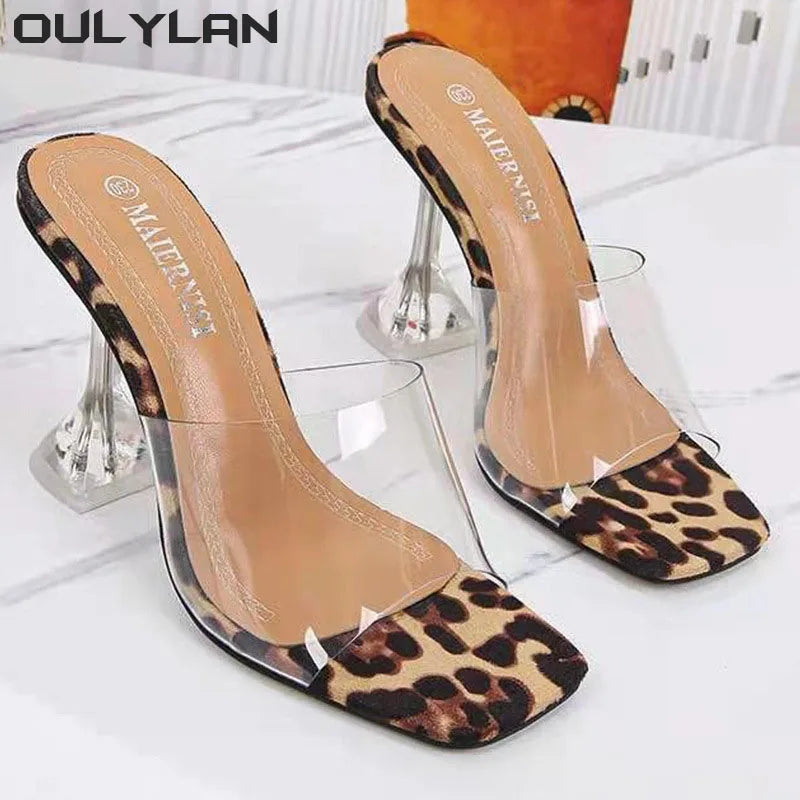 PVC Jelly Slippers Open Toed High Heels  Transparent Heel Slippers
