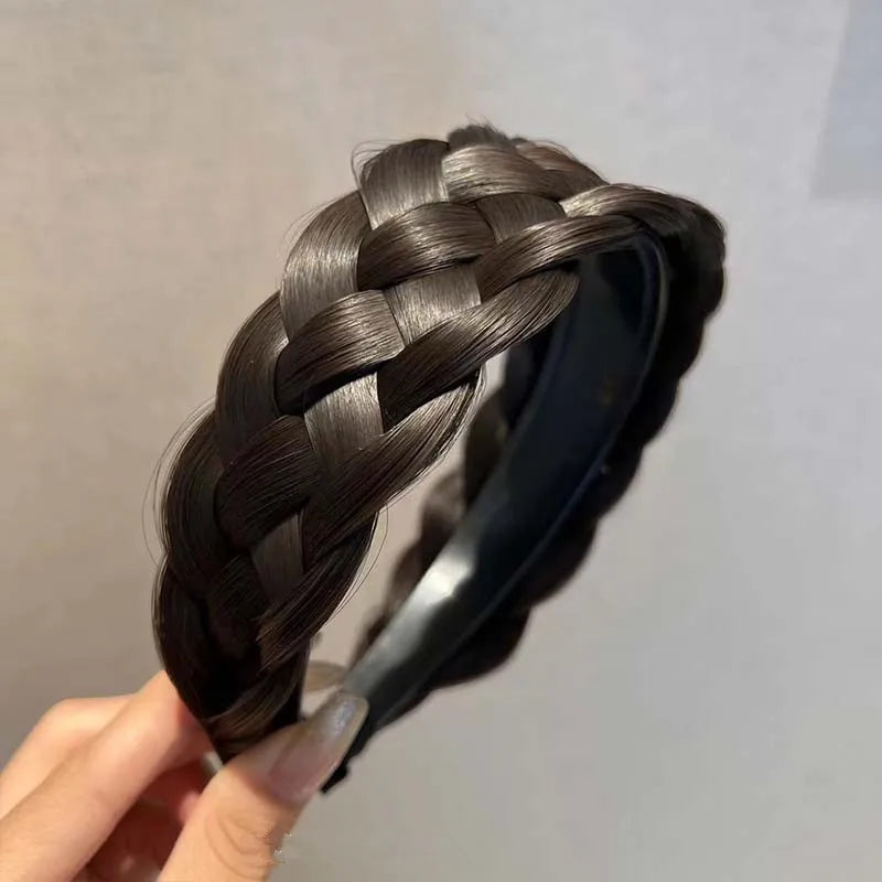 Wig braided headband five-strand braid thickened wide-brimmed hairband handmade women's hair accessories