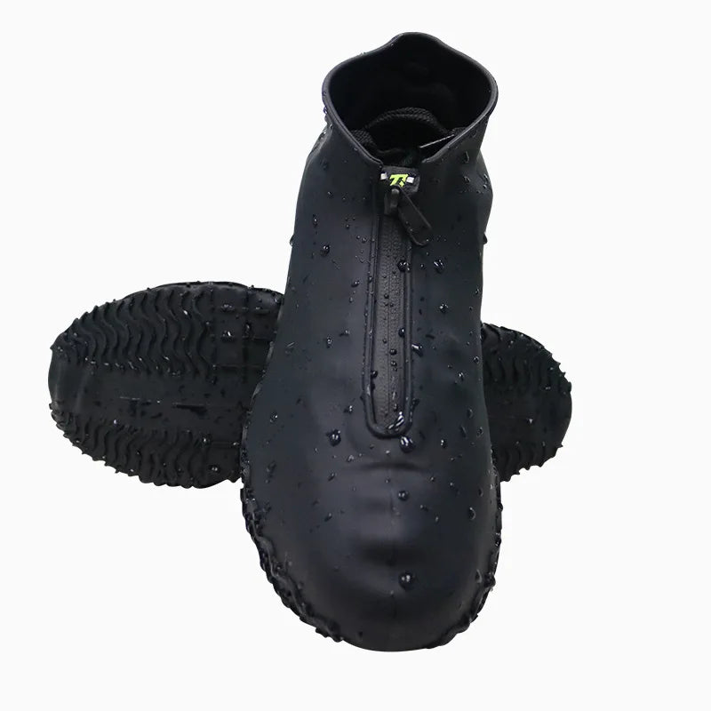 Waterproof Zipper Silicone Shoe Cover Rain Boots Unisex Outdoor Solid Non-Slip Wear-Resistant Reusable Shoe Cover