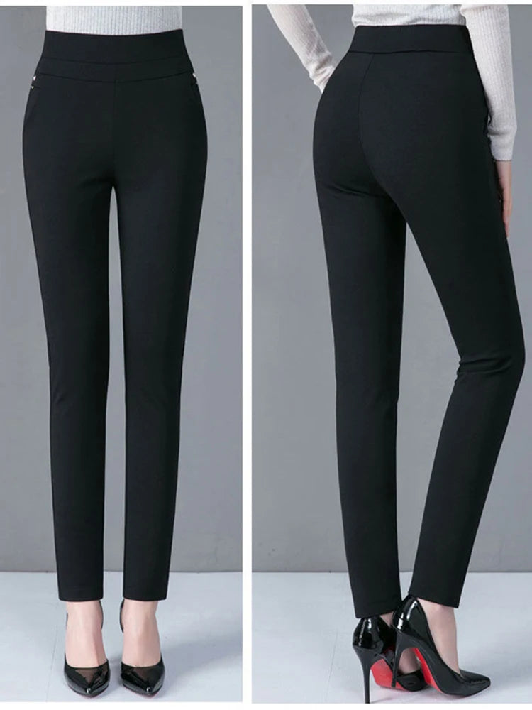 Thin & Thick Warm Winter Pencil Pants Women's Pin Stripe Skinny Trousers  Clothing Leggings