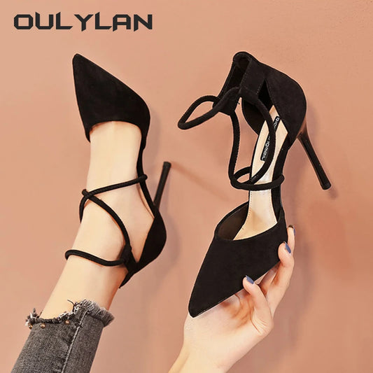 Four Seasons  Suede High Heels  Pointed Stiletto Fashion