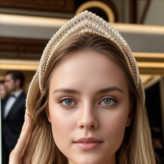 Pearl Headband Rhinestone Bohemian  Hairband