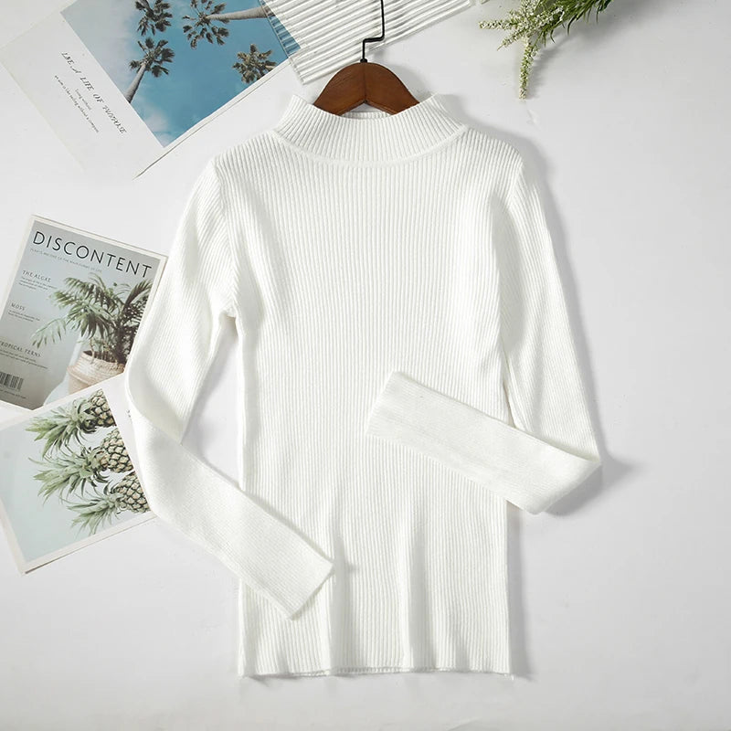 Women's Turtleneck Sweater Knitted Soft Pullovers cashmere Jumpers Basic Solid Soft Sweaters Women Autumn Winter Casual Top