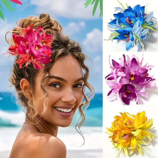 Large Sweet Equinox Flower Hair Clips Simulated Orchid Flower Hair Pins Beach Hawaii Vacation Floral Hair Clips Hair Accessories