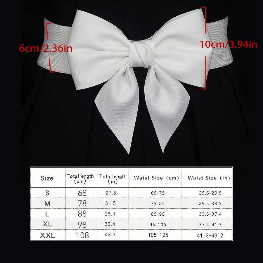Women Stretch Waist Belt Straps Elegant Wide Side Waistband Large Bow Elastic Belts