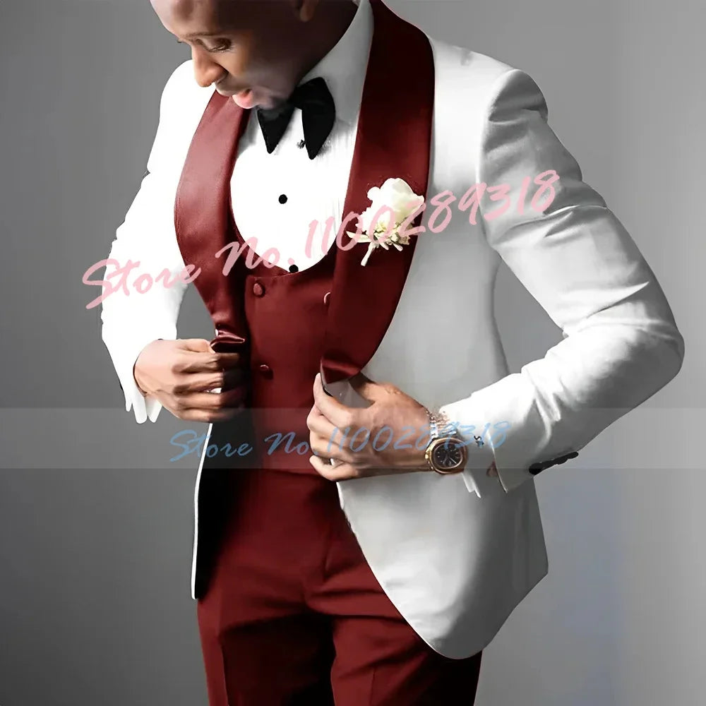 Men's Wedding Tuxedo Elegant Men's Suit Jacket Pants Vest 3-piece Set Wedding Suits for Men